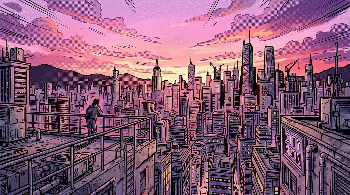 FAQ Rooftop Sunset Backdrop